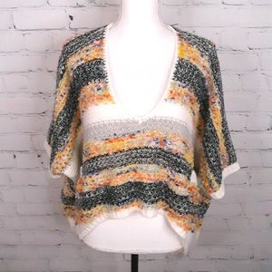 KAMANA Marled Banded Stripe Crop Sweater M…